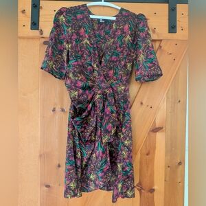 NWT The Kooples MULTICOLOR FEATHER PRINT SHORT SLEEVESHORT DRESS